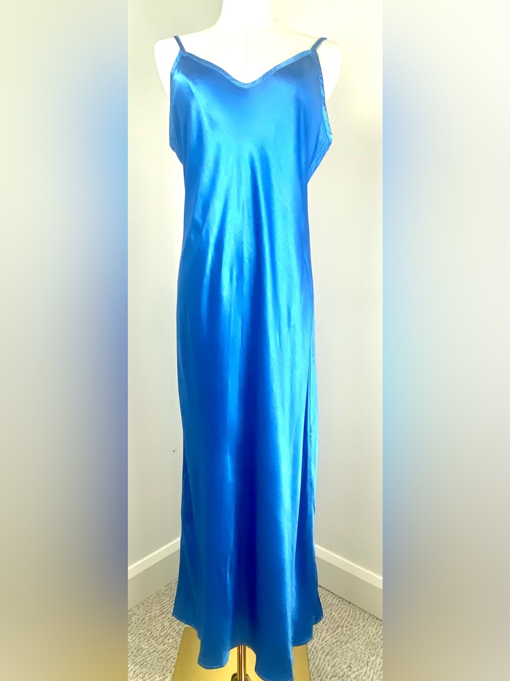 Enza Costa Blue Maxi Slip Dress Silky NWOT Vanity/Designer Size 2, US 6 - Picture 3 of 13
